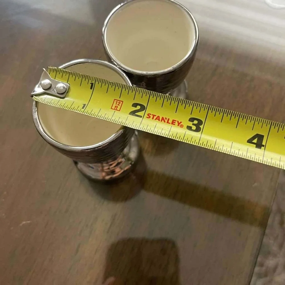 Pair of Silver‎ Egg Cups Tabletop Breakfast Brunch Decor Serveware